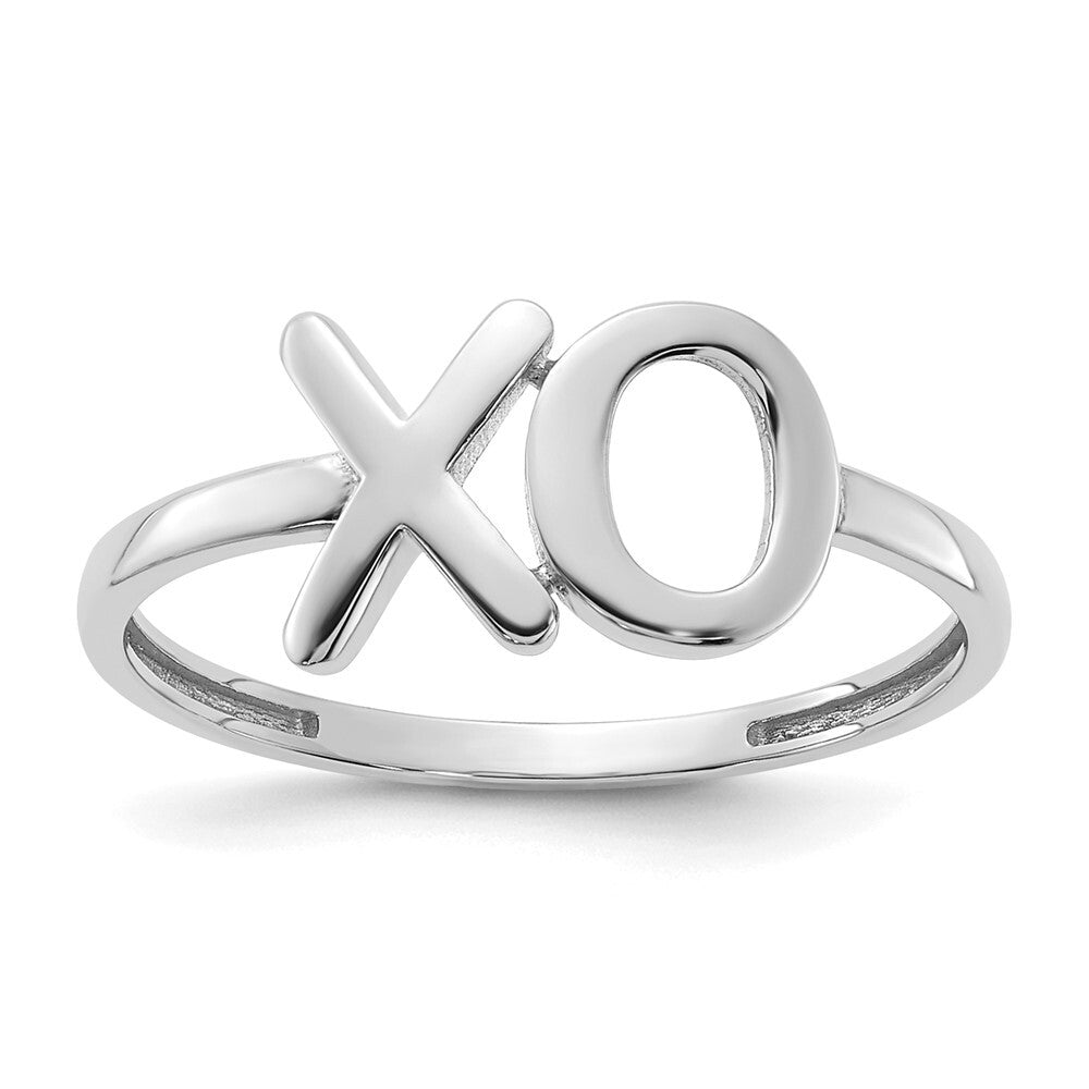 14k White Gold Polished X-O Ring Size 7