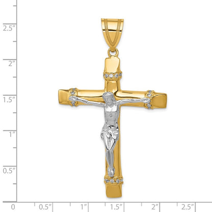 14k Two-Tone Gold Cubic Zirconia Crucifix Pendant