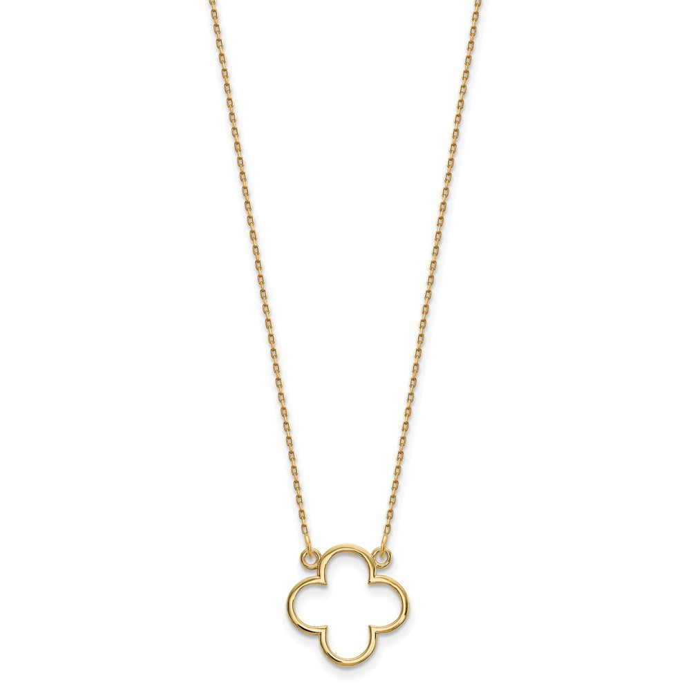 14k Yellow Gold Small necklace Quatrefoil Design