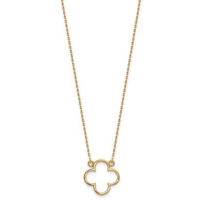 14k Yellow Gold Small necklace Quatrefoil Design