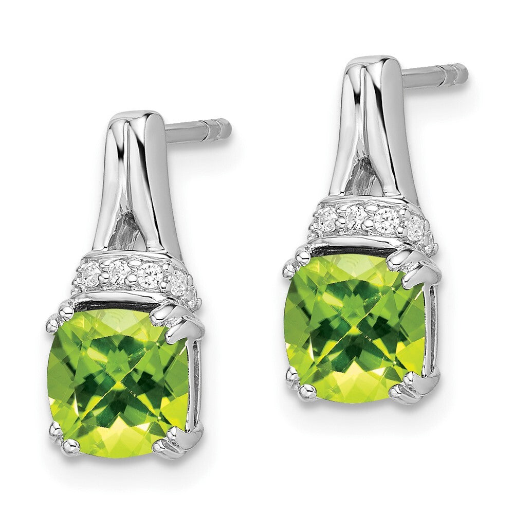 14k White Gold Peridot and Diamond Drop & Dangle Earrings