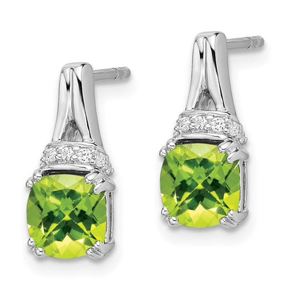 14k White Gold Peridot and Diamond Drop & Dangle Earrings