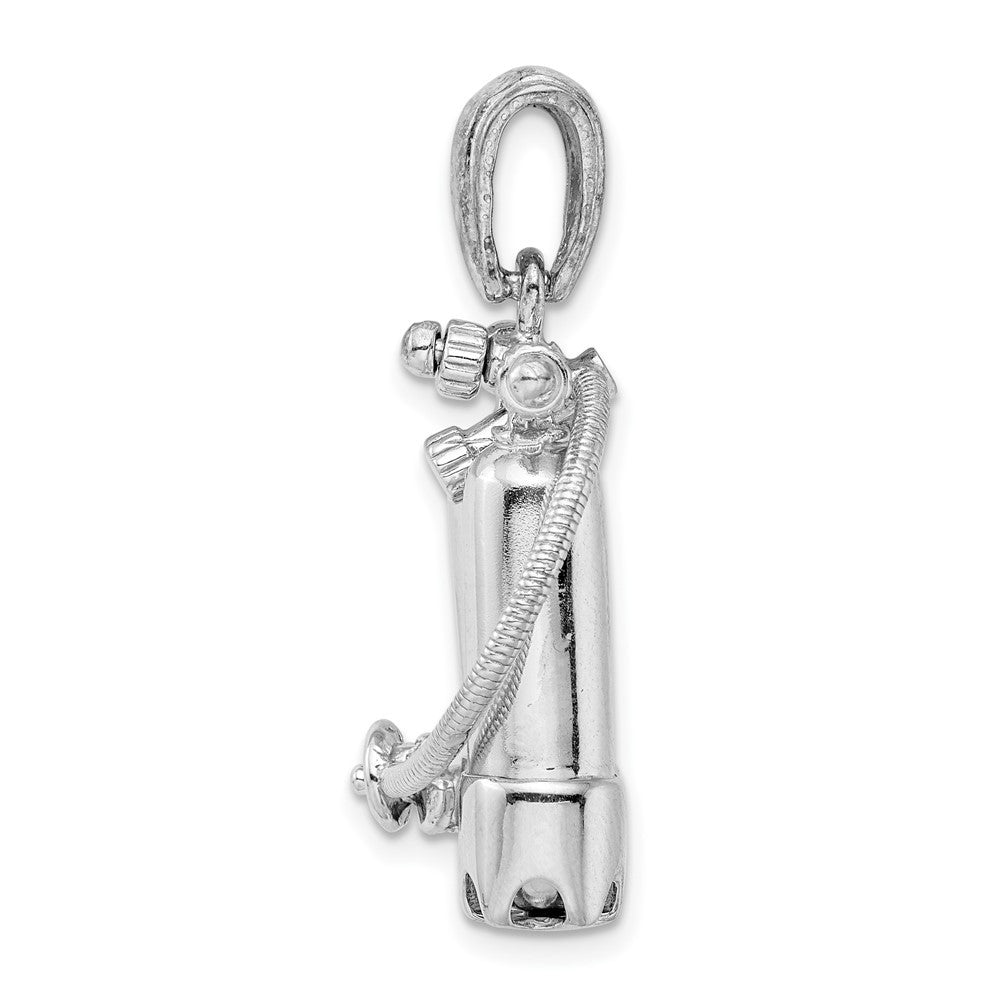 Sterling Silver Rhodium-Plated Polished 3D Scuba Tanks with Hose Pendant