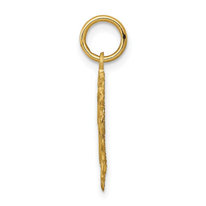 14k Yellow Gold Heart Letter F Charm