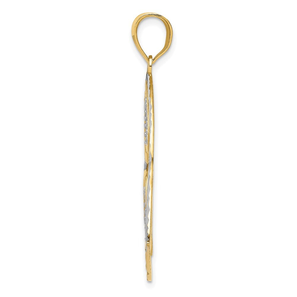 14k Yellow Gold w Rhodium Polished Hearts Inside Heart Pendant