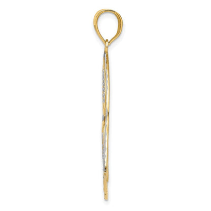 14k Yellow Gold w Rhodium Polished Hearts Inside Heart Pendant