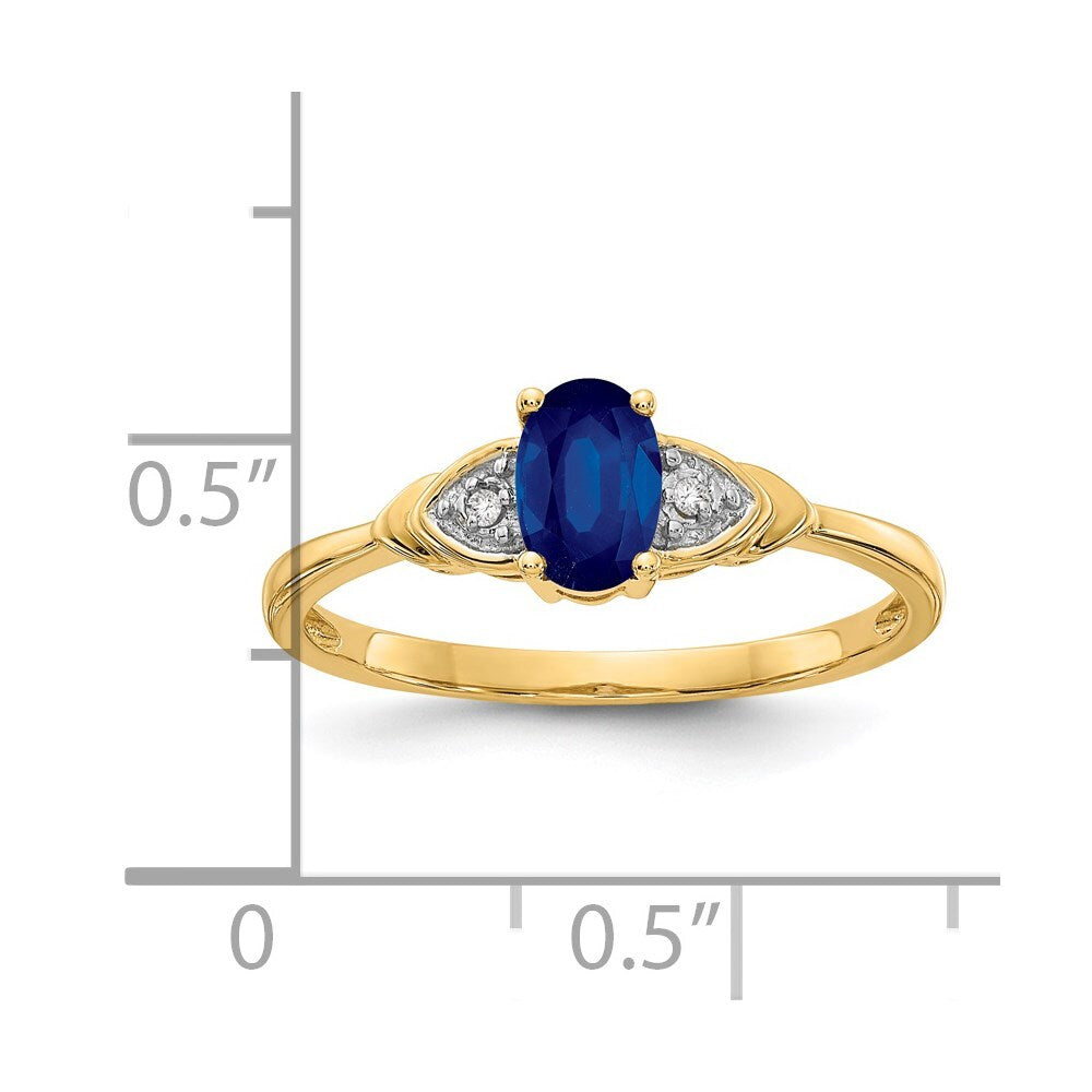 14K Yellow Gold Sapphire and Diamond Ring