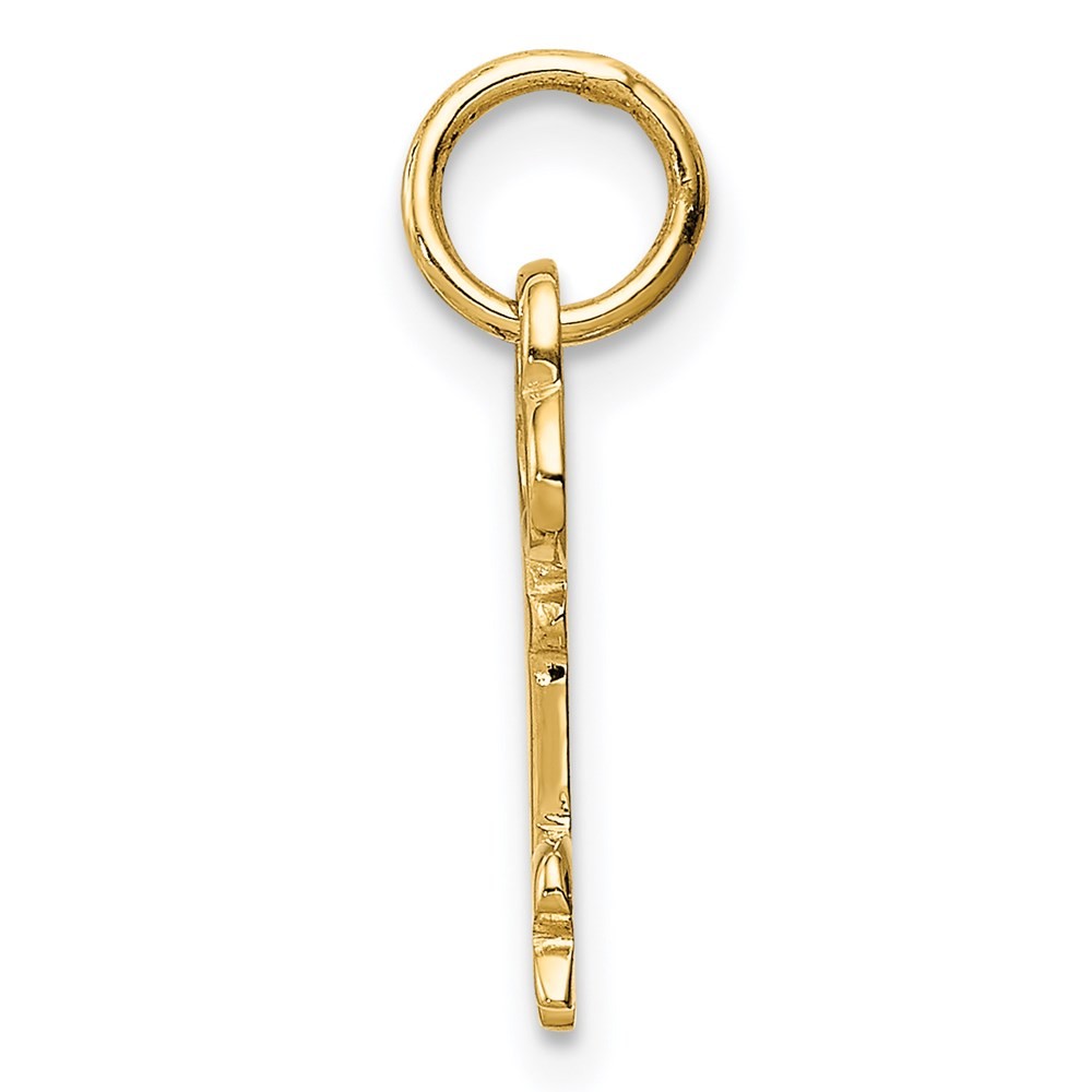 14k Yellow Gold Key Letter R Initial Charm Pendant
