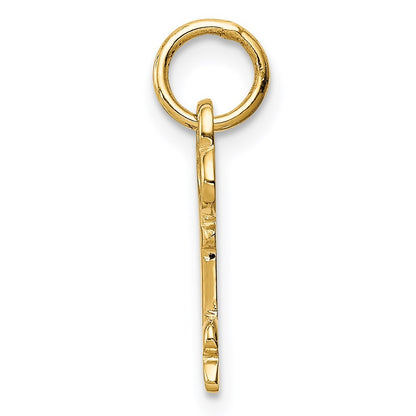 14k Yellow Gold Key Letter R Initial Charm Pendant