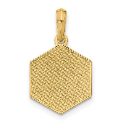 14k Yellow Gold Polished D20 Twenty-sided Dice Pendant for Women