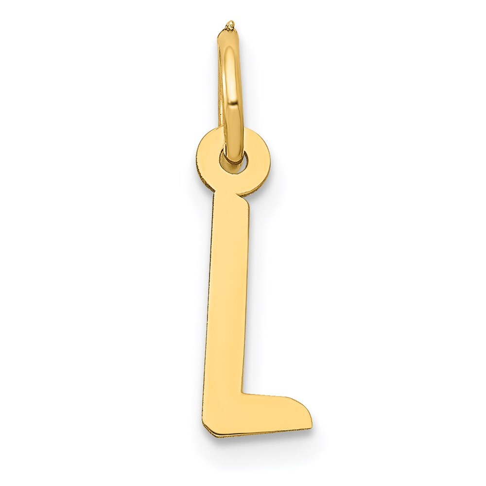 14k Yellow Gold Small Slanted Block Letter L Initial Charm Pendant for Women