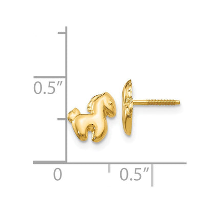 14k Yellow Gold Pony Screwback Stud Earrings