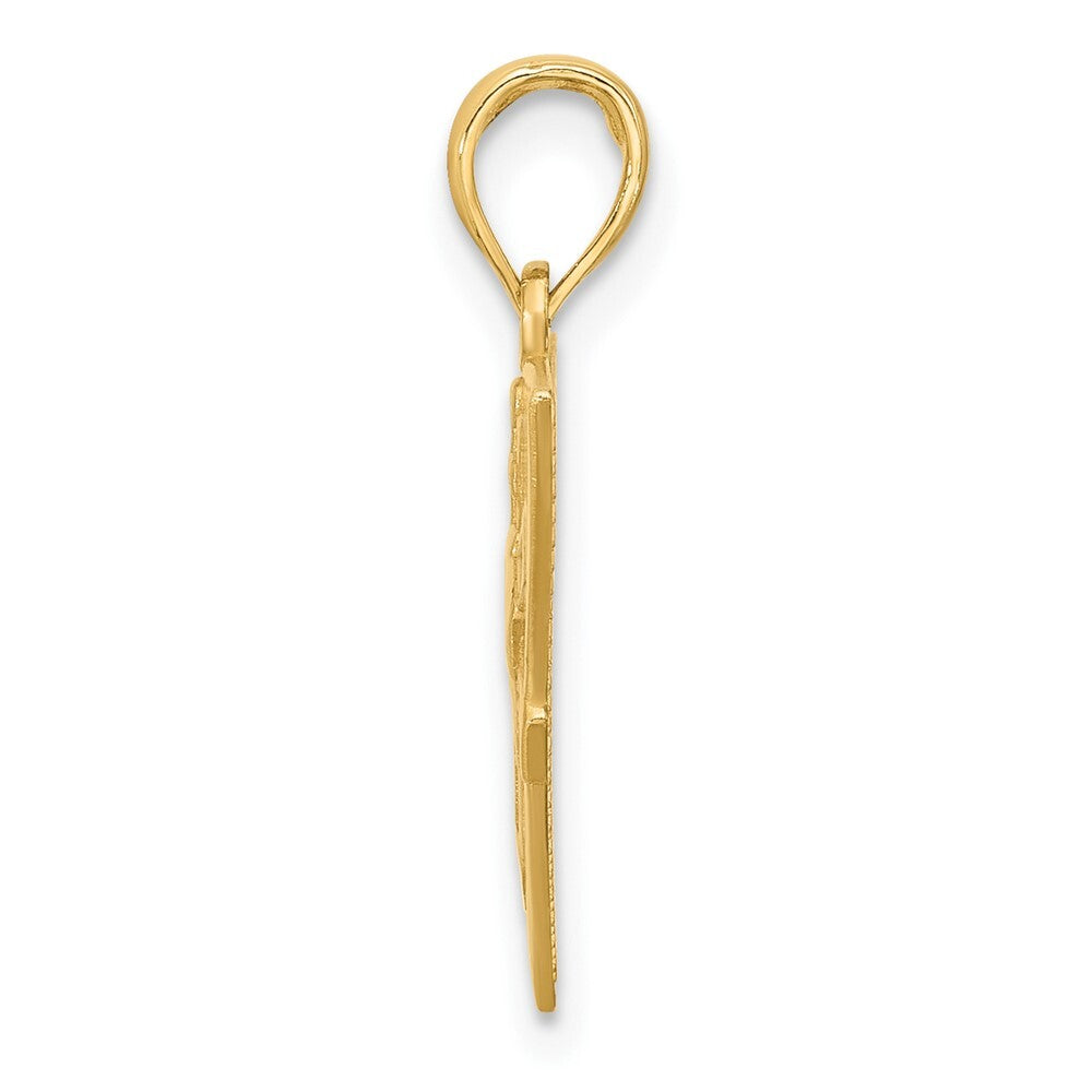 14k Yellow Gold Polished Triangle Caduceus Charm Pendant for Women