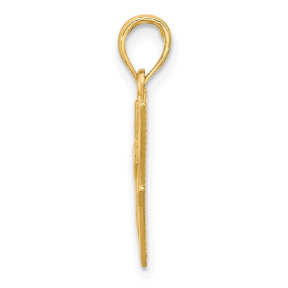 14k Yellow Gold Polished Triangle Caduceus Charm Pendant for Women