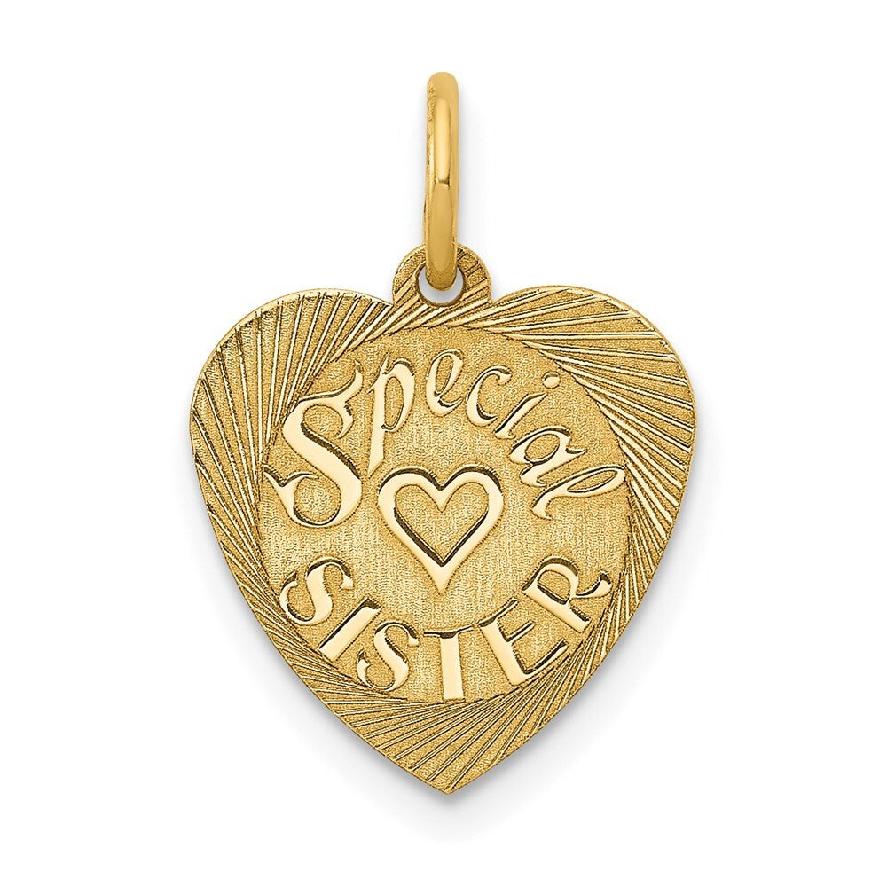 14k Yellow Gold Special Sister Charm Pendant for Women