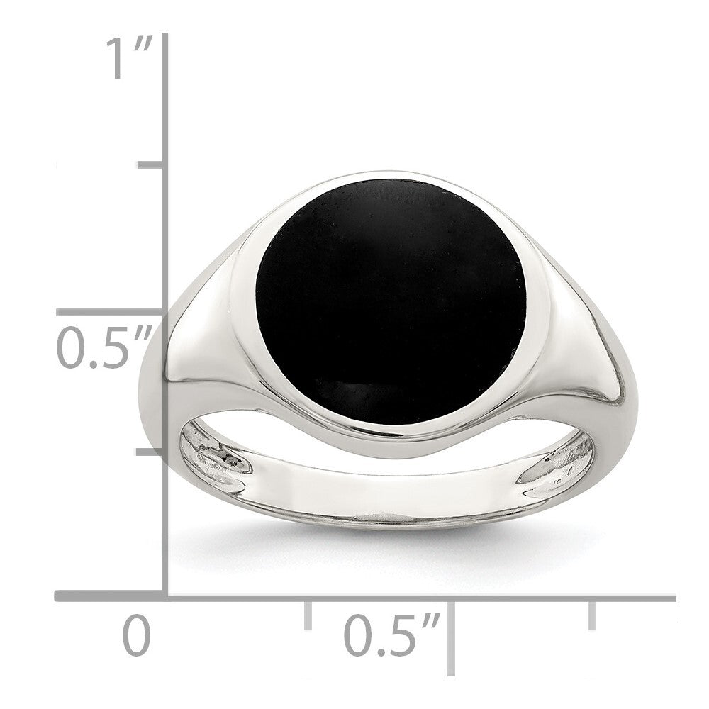 Sterling Silver Onyx Inlay Ring Size 6