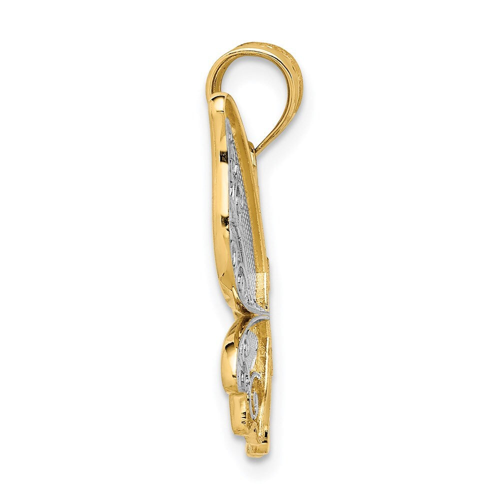 14k Yellow Gold Polished Butterfly Pendant for Women