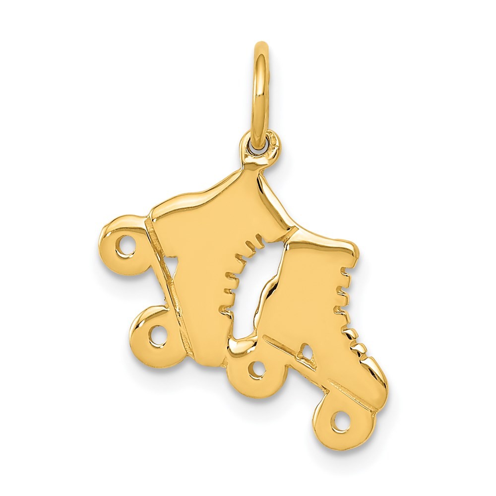 14k Yellow Gold Roller Skates Charm Pendant