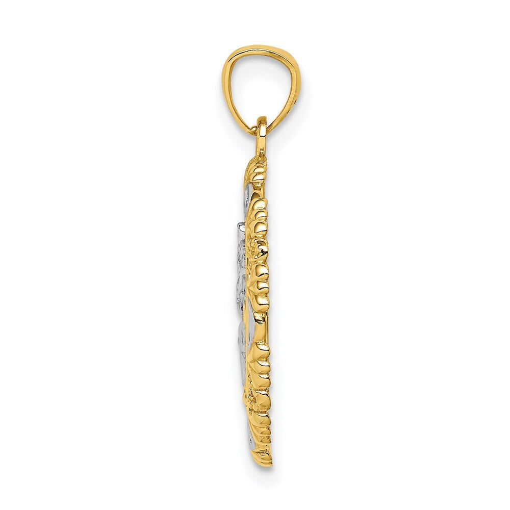 14k Yellow Gold  Rhodium St. Christopher Medal Pendant for Women