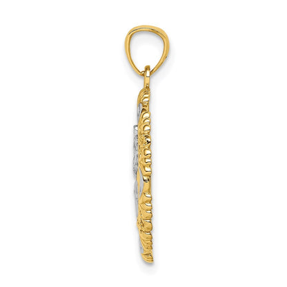 14k Yellow Gold  Rhodium St. Christopher Medal Pendant for Women