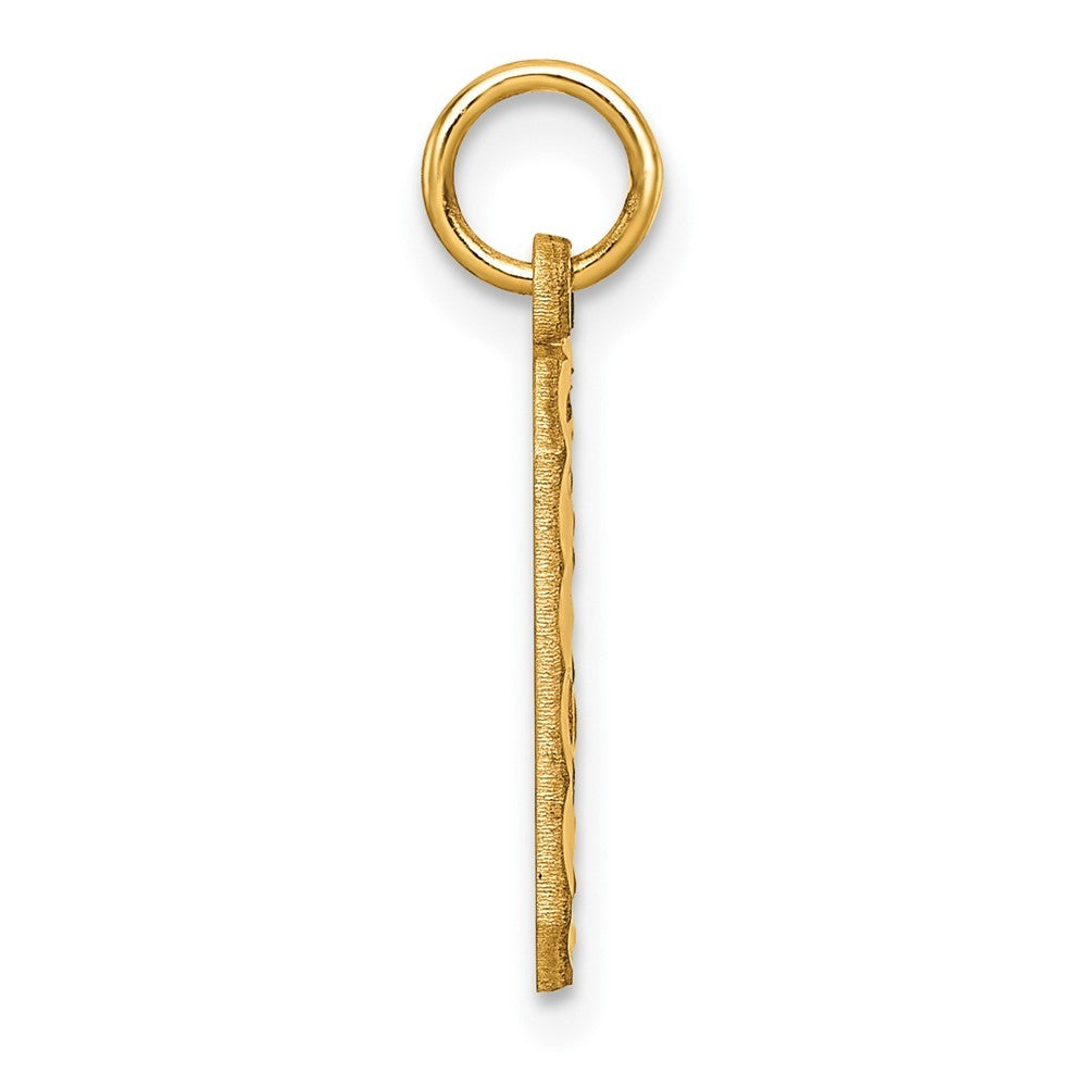 14k Yellow Gold Medium Diamond-cut Number 0 Charm