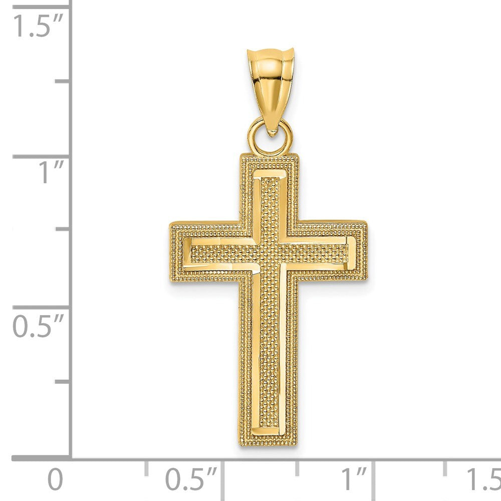 14k Yellow Gold Block Cross Charm Pendant for Women