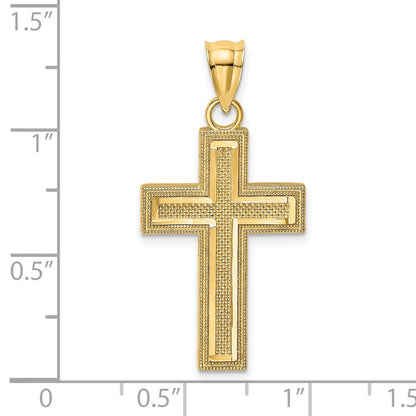 14k Yellow Gold Block Cross Charm Pendant for Women