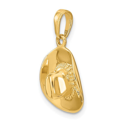 14k Yellow Gold 3-D Cowboy Hat Pendant for Women
