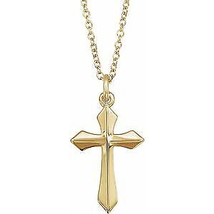 14k Yellow Gold Cross Pendant Necklace 18"