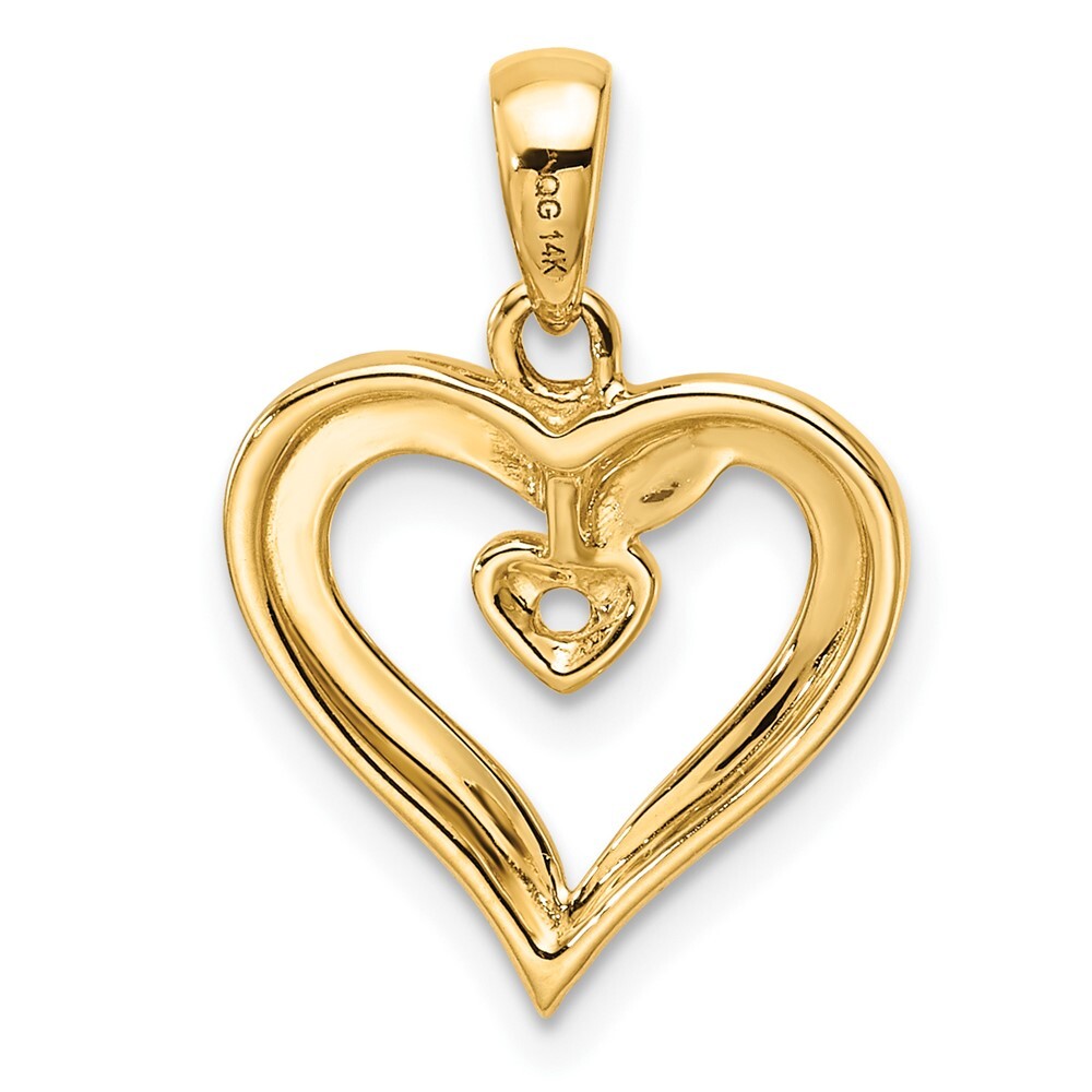 14k Yellow Gold Heart Pendant Mounting for Women