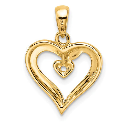 14k Yellow Gold Heart Pendant Mounting for Women
