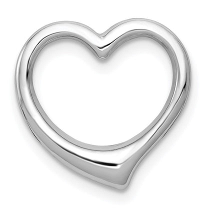 14k White Gold Polished Heart Chain Slide Pendant for Women