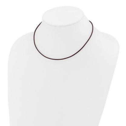 14k Yellow Gold Yellow Clasp 2mm 16 inch Brown Leather Cord Necklace