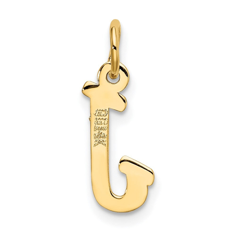 14k Yellow Gold Small Script Letter J Initial Charm Pendant