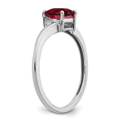 Sterling Silver Rhodium-plated Created Ruby and Diamond Ring Size 8