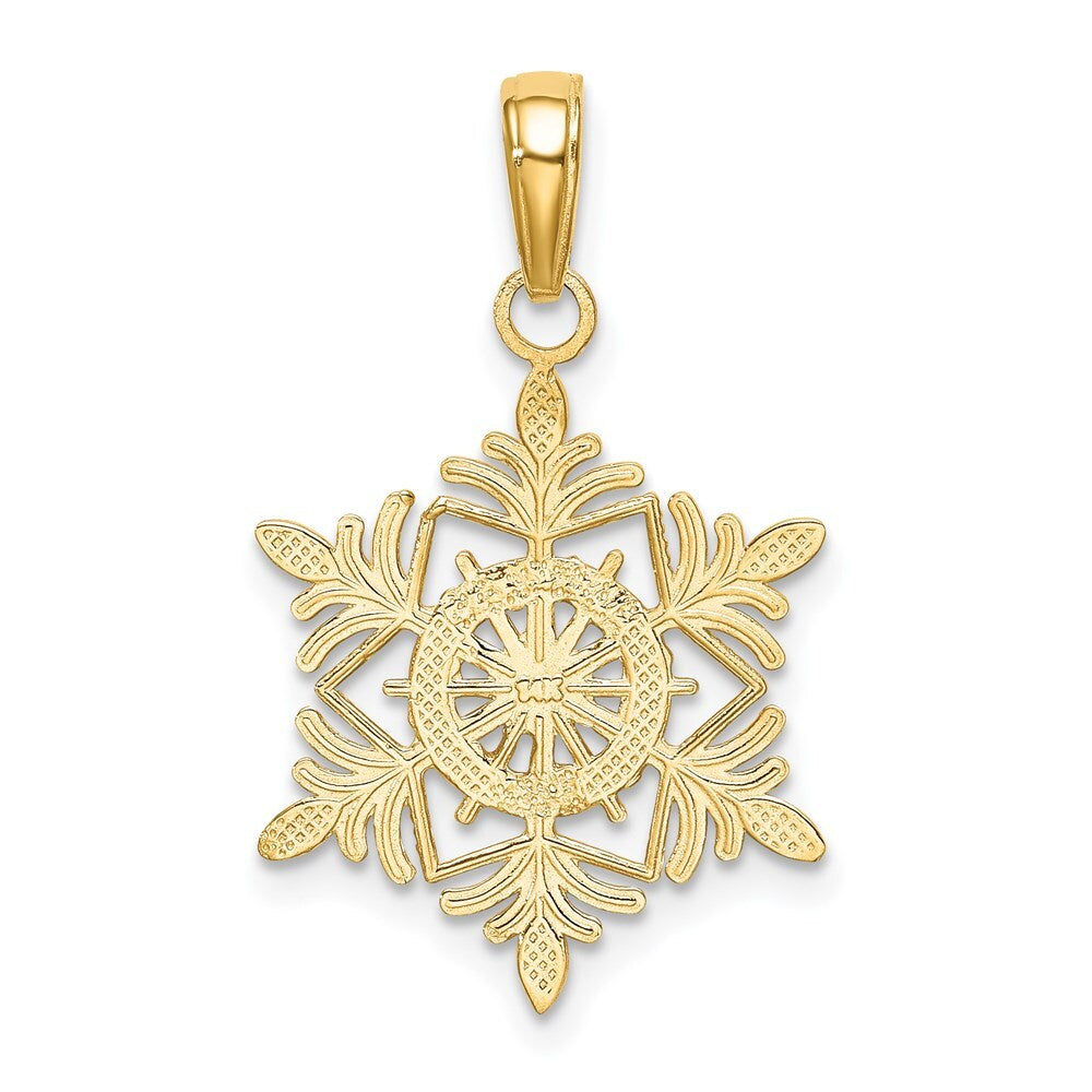 14k Yellow Gold Snowflake Pendant for Women