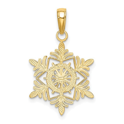 14k Yellow Gold Snowflake Pendant for Women