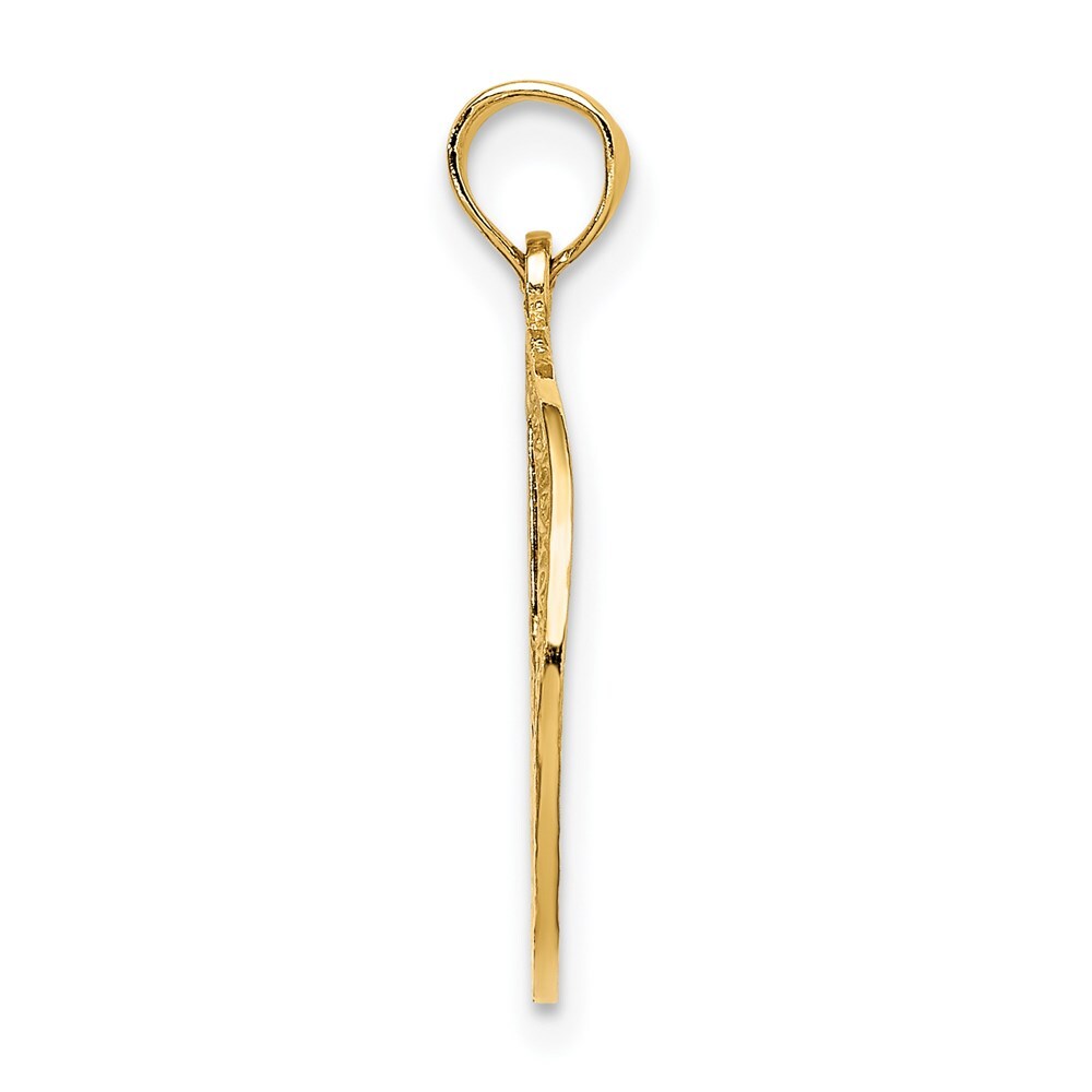 14k Yellow Gold Textured Peace Sign Pendant for Women