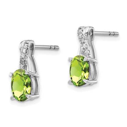 14k White Gold Peridot and Diamond Drop & Dangle Earrings