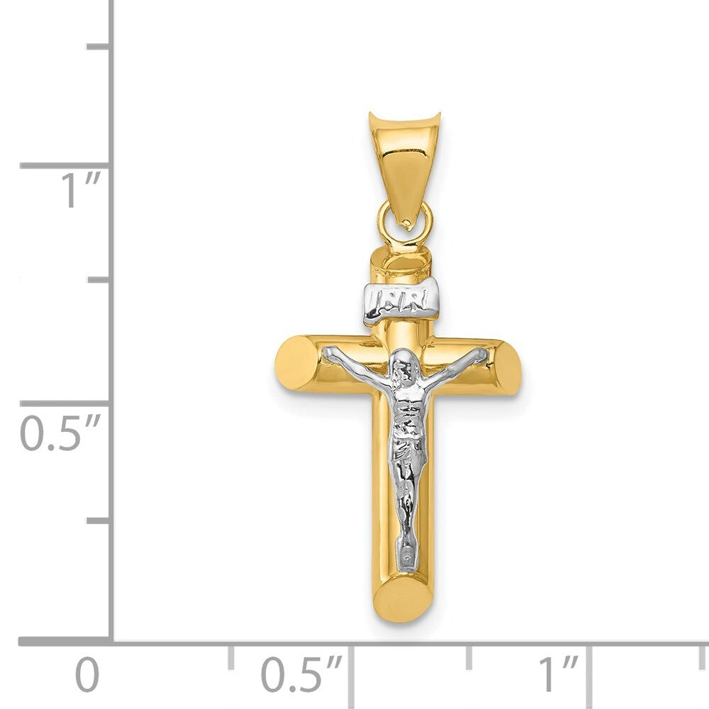 14k Two-tone Gold Polished Crucifix Pendant for Women