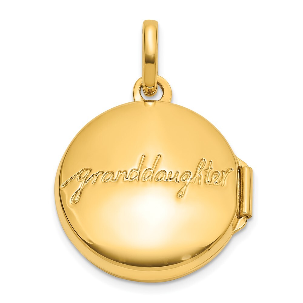 14k Yellow Gold Polished Floral 16mm GRANDDAUGHTER Reversible Locket