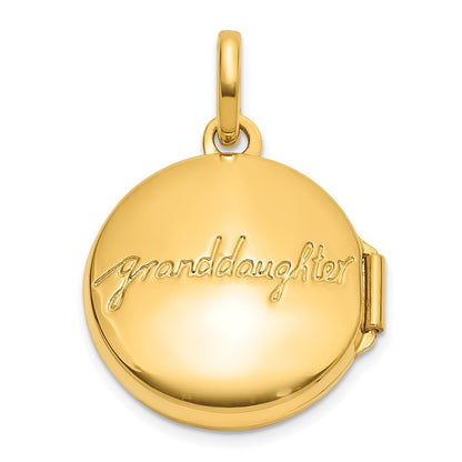 14k Yellow Gold Polished Floral 16mm GRANDDAUGHTER Reversible Locket