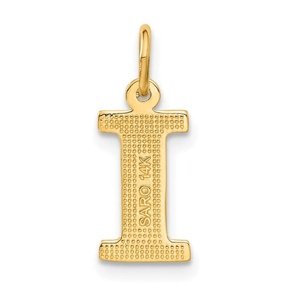 14k Yellow Gold Satin Diamond-cut Letter I Initial Charm Pendant for Women