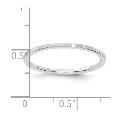 14K White Gold 1.2mm Flat Satin Stackable Band Size 8