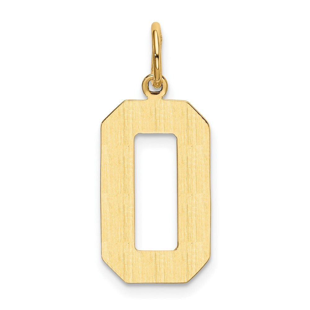 14k Yellow Gold Large Polished Number 0 Charm Pendant for Women