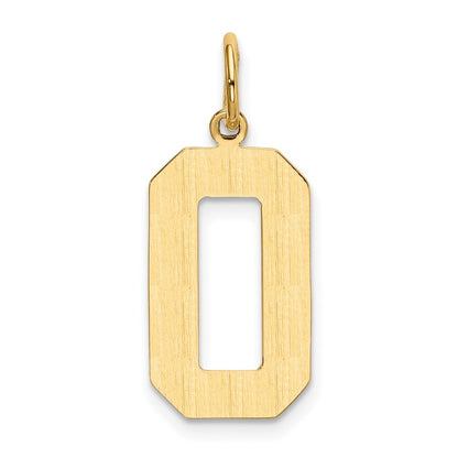 14k Yellow Gold Large Polished Number 0 Charm Pendant for Women