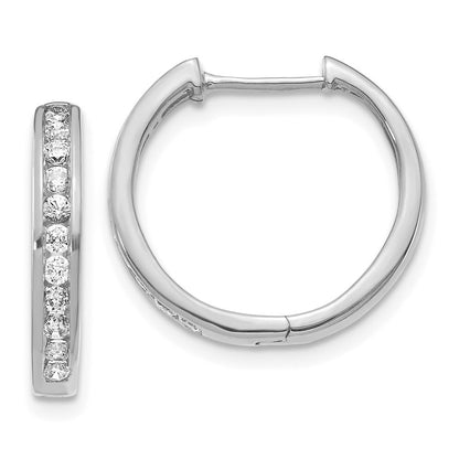 14k White Gold Diamond Hinged Hoop Earrings
