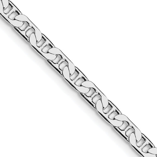 Sterling Silver Rhodium-plated 3.75mm Flat Anchor Chain Necklace