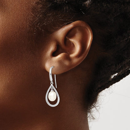 Sterling Silver 6-7mm White Teardrop Freshwater Cultured Pearl Dangle Earrings