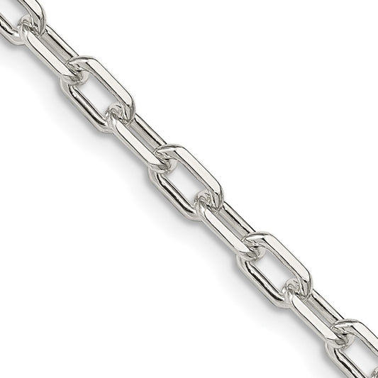 Sterling Silver 4.5mm Diamond-cut Long Link Cable Chain Necklace